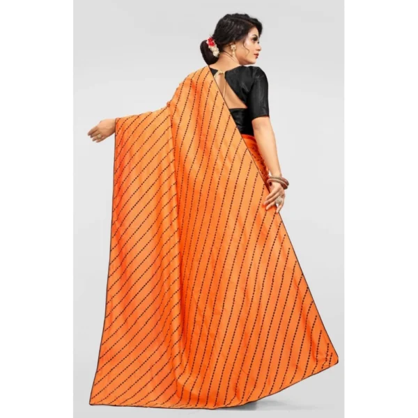 Vichitra Saree with Blouse (Orange, 5-6 Mtrs) - Image 2