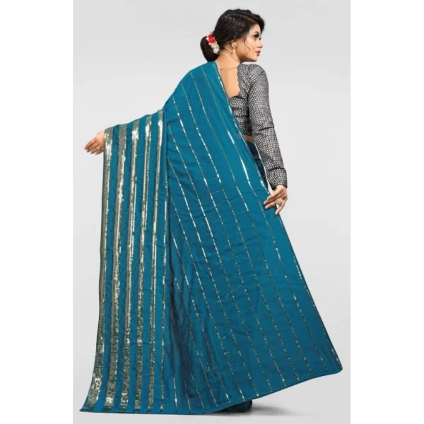 Vichitra Saree with Blouse (Rama, 5-6 Mtrs) - Image 2