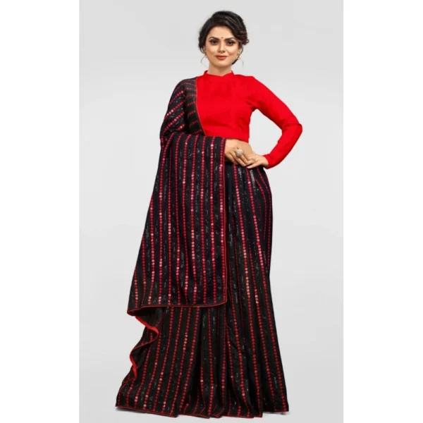 Vichitra Saree with Blouse (Red, 5-6 Mtrs) - Image 4