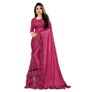 Malai Lining Solid Saree With Unstitched Blouse (Maroon, 5.5 Mtr)