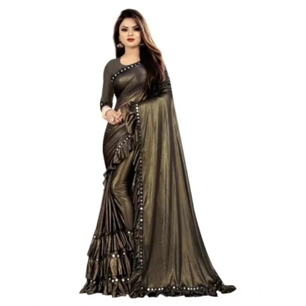 Malai Lining Solid Saree With Unstitched Blouse (Coffee, 5.5 Mtr)
