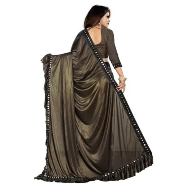 Malai Lining Solid Saree With Unstitched Blouse (Coffee, 5.5 Mtr) - Image 3
