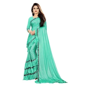 Malai Lining Solid Saree With Unstitched Blouse (Rama, 5.5 Mtr)