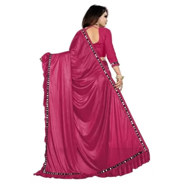 Malai Lining Solid Saree With Unstitched Blouse (Maroon, 5.5 Mtr) - Image 3
