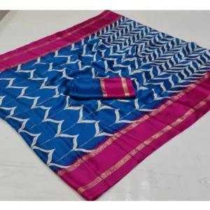 Cotton Printed Saree With Unstitched Blouse (Multicolor, 5-5 Mtrs)