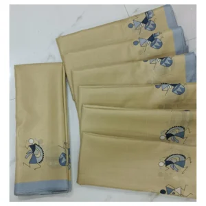 Cotton Silk Printed Saree With Unstitched Blouse (Beige, 5-5 Mtrs)