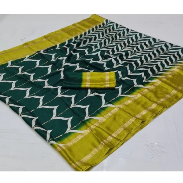 Cotton Printed Saree With Unstitched Blouse (Light-Blue, 5-5 Mtrs)