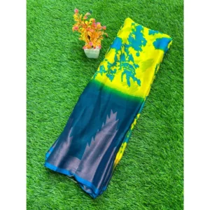 Chiffon Printed Saree With Unstitched Blouse (Green, 5-5 Mtrs)