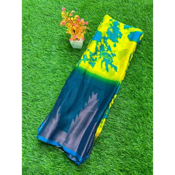 Chiffon Printed Saree With Unstitched Blouse (Green, 5-5 Mtrs)