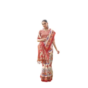 Tussar Silk Printed Saree With Unstitched Blouse (Maroon, 5.5 Mtr)