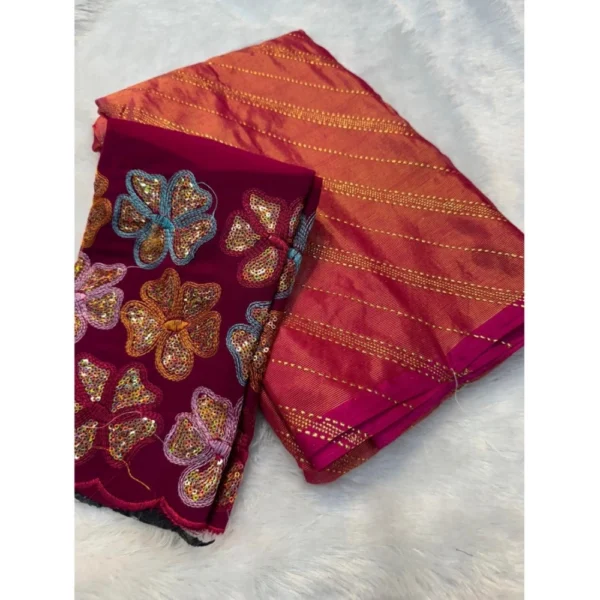 Chiffon Printed Saree With Unstitched Blouse (Pink, 5-5 Mtrs)