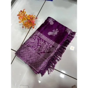 Chiffon Printed Saree With Unstitched Blouse (Lavender, 5-5 Mtrs)