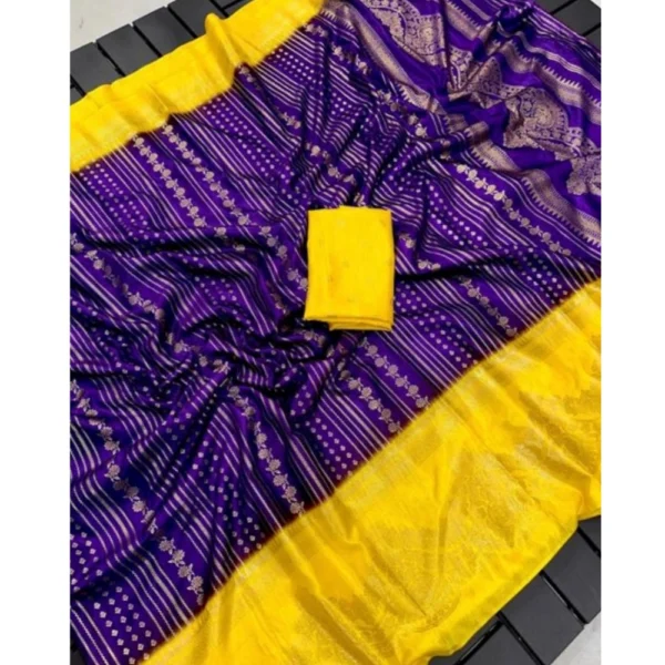 Georgette Printed Saree With Unstitched Blouse (Purple, 5-5 Mtrs)