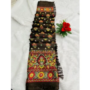 Chiffon Printed Saree With Unstitched Blouse (Mehendi, 5-5 Mtrs)
