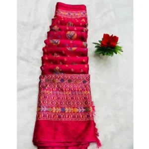 Chiffon Printed Saree With Unstitched Blouse (Pink, 5-5 Mtrs)