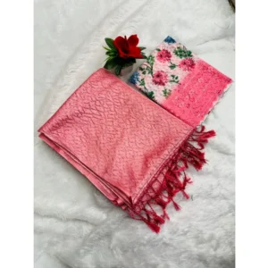 Georgette Embellished Saree With Unstitched Blouse (Pink, 5-5 Mtrs)