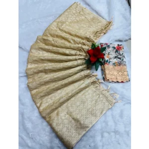 Georgette Embellished Saree With Unstitched Blouse (Yellow, 5-5 Mtrs)