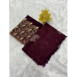 Georgette Printed Saree With Unstitched Blouse (Magenta, 5-5 Mtrs)