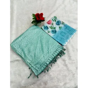 Georgette Embellished Saree With Unstitched Blouse (Skyblue, 5-5 Mtrs)