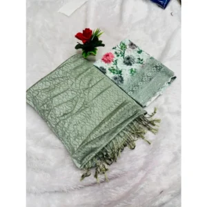 Georgette Embellished Saree With Unstitched Blouse (Mehendi, 5-5 Mtrs)