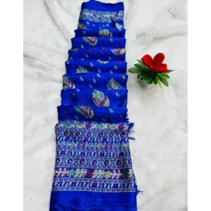 Chiffon Printed Saree With Unstitched Blouse (Blue, 5-5 Mtrs)