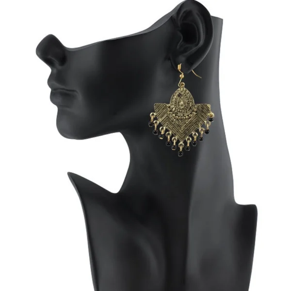 Generic Women's Gold Plated, Beads Hook Dangler Hanging Tassel Earrings-Gold - Image 2