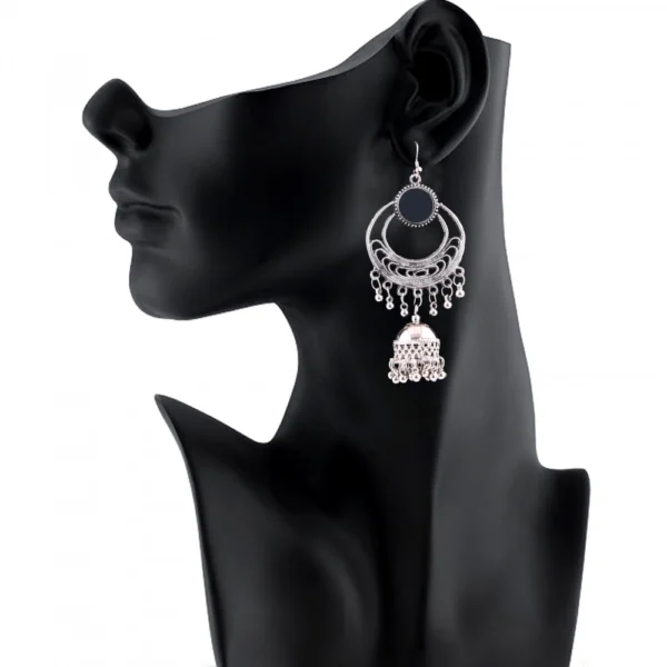 Generic Women's Silver Oxidized Hook Dangler Hanging Afgani Tribal Fancy Earrings-Silver - Image 2