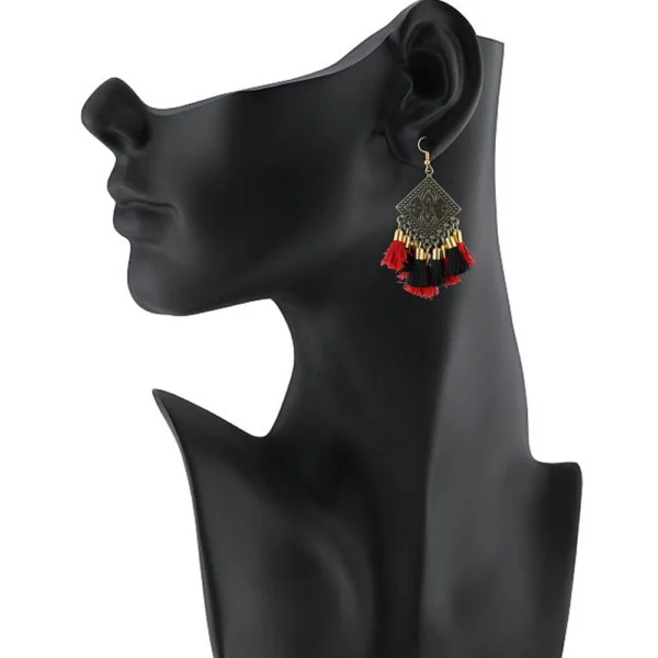 Generic Women's Alloy Hook Dangler Hanging Tassel Earrings-Multicolour - Image 2