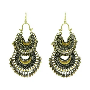 Generic Women's Gold Plated Hook Dangler Hanging Earrings-Gold