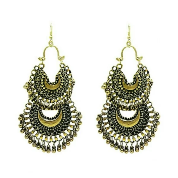 Generic Women's Gold Plated Hook Dangler Hanging Earrings-Gold