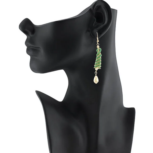 Generic Women's Alloy Hook Dangler Hanging Earrings-Green - Image 2