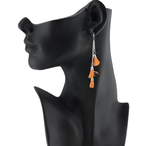Generic Women's Tassels Beads Hook Dangler Hanging Hanging Earrings-Orange - Image 2