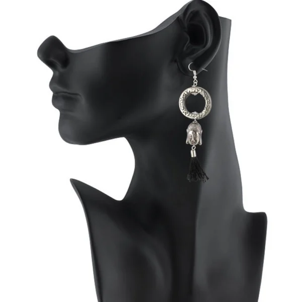 Generic Women's Oxidized Silver plated Buddha Style Earrings-Silver - Image 2