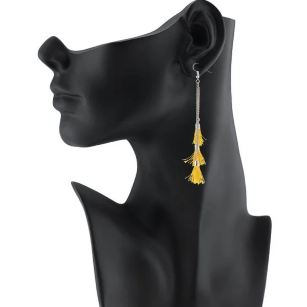 Generic Women's Silver Plated Hook Dangler Hanging Tassel Fashion Earrings-Silver - Image 2