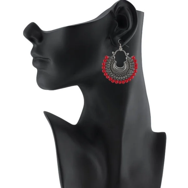 Generic Women's Silver Plated Hook Dangler Hanging Beads Earrings-Silver - Image 2