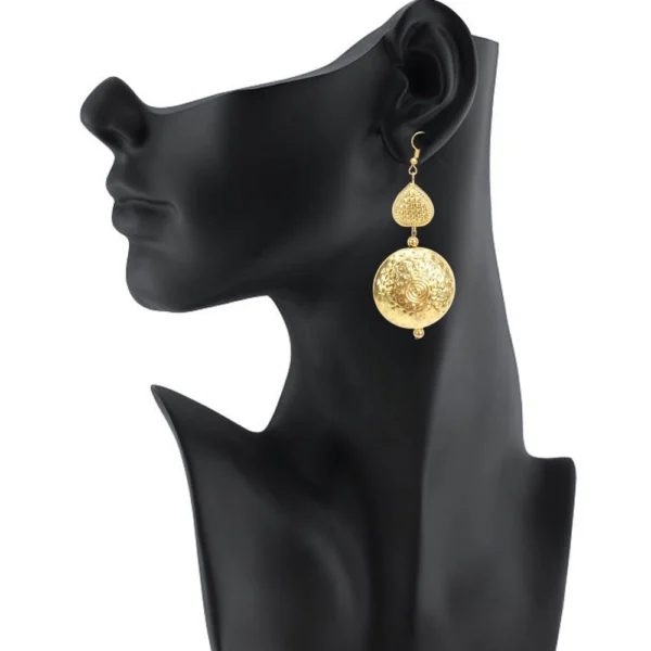 Generic Women's Gold Plated Hook Dangler Hanging Earrings-Golden - Image 2