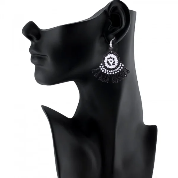 Generic Women's Alloy, Thread Hook Dangler Hanging Earrings-Black - Image 2