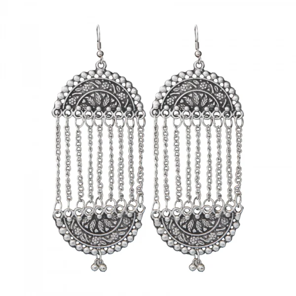 Generic Women's Silver Plated Hook Dangler Hanging Earrings-Silver