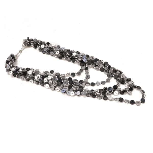 Generic Jewellery Stylish Silver Black Beads Necklace (Color: Grey) - Image 3