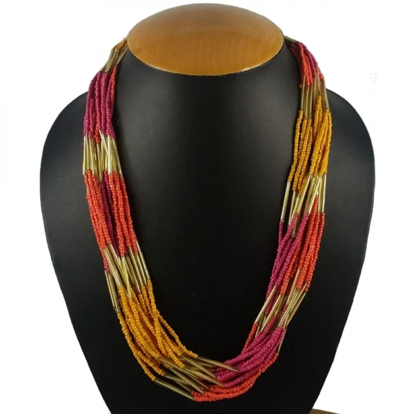 Generic Women's Designer Elegant Multi Layer Multi Color Beads Necklace (Color: Multi Color) - Image 3