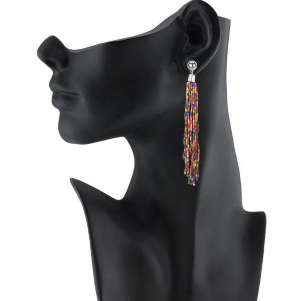 Generic Women's Alloy, Beads Hook Dangler Hanging Earring (Color: Multi Color) - Image 2