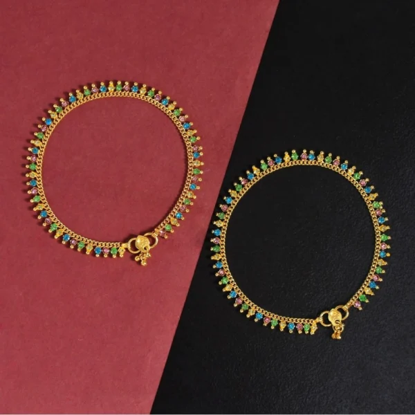 Generic Women's Multi Color Rhinestone Anklets (Free Size: Upto 10 inch;) - Image 3