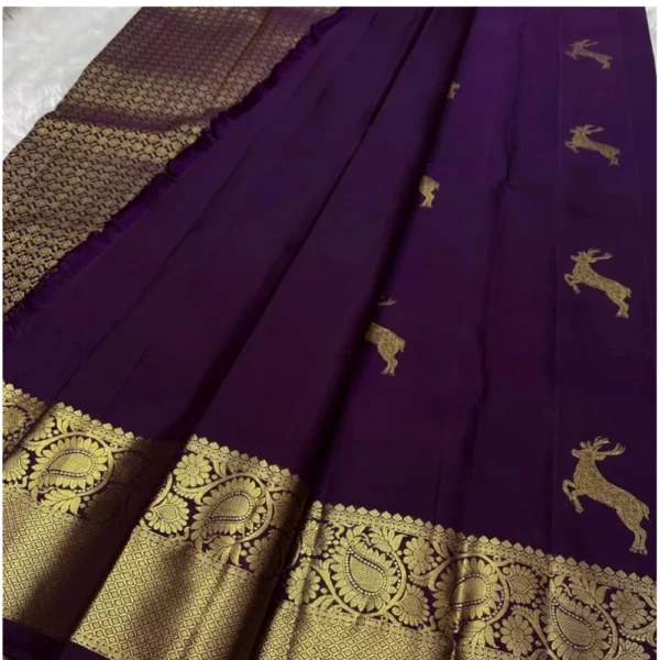 Generic Women's Silk Printed Saree With Unstitched Blouse 5.5Mtr (Wine) - Image 2