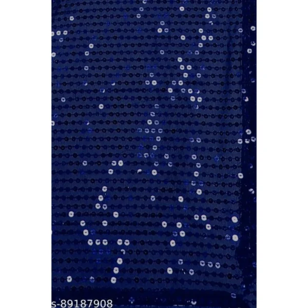 Generic Women's Georgette Embellished Sequnece Bollywood Saree With Unstitched Blouse 5.5Mtr (Blue) - Image 2