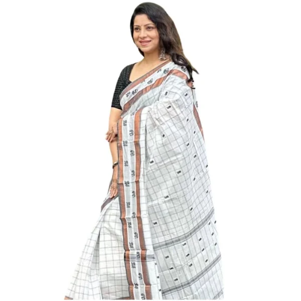 Generic Women's Silk Printed Saree With Unstitched Blouse 5.5Mtr (Off White)