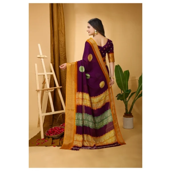 Generic Women's Soft Blooming Marshmallow Fabric Kalamkari Printed Saree With Unstitched Blouse 5.5Mtr (Wine) - Image 3