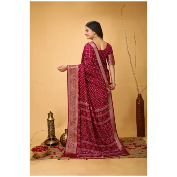 Generic Women's Soft Dola Cotton Kalamkari Printed Saree With Unstitched Blouse 5.5Mtr (Red) - Image 4