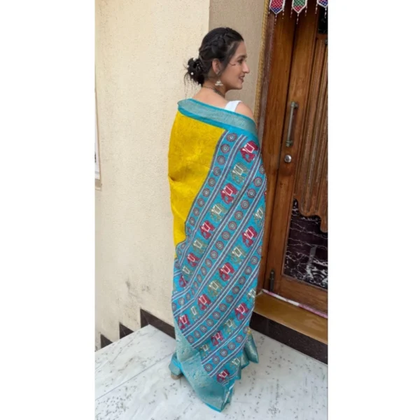 Generic Women's Soft Dola Cotton Kalamkari Printed Saree With Unstitched Blouse 5.5Mtr (Mustard) - Image 2