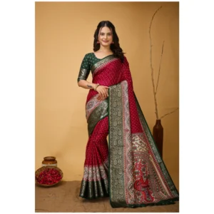 Generic Women's Soft Dola Cotton Kalamkari Printed Saree With Unstitched Blouse 5.5Mtr (Maroon)