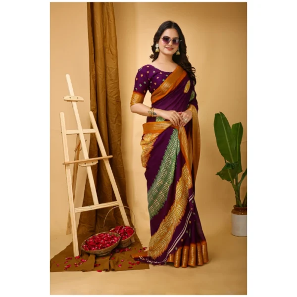Generic Women's Soft Blooming Marshmallow Fabric Kalamkari Printed Saree With Unstitched Blouse 5.5Mtr (Wine) - Image 2